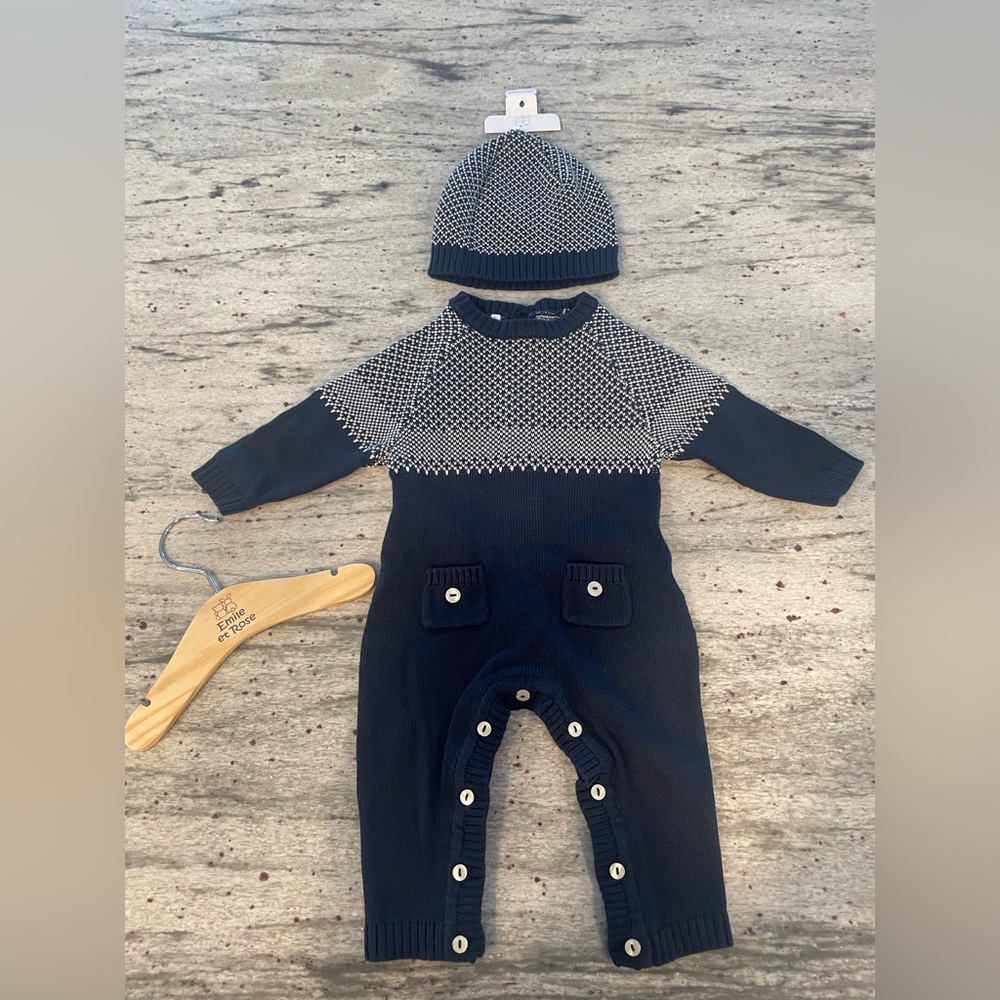 Emile et Rose Alistair Navy Knit All in One